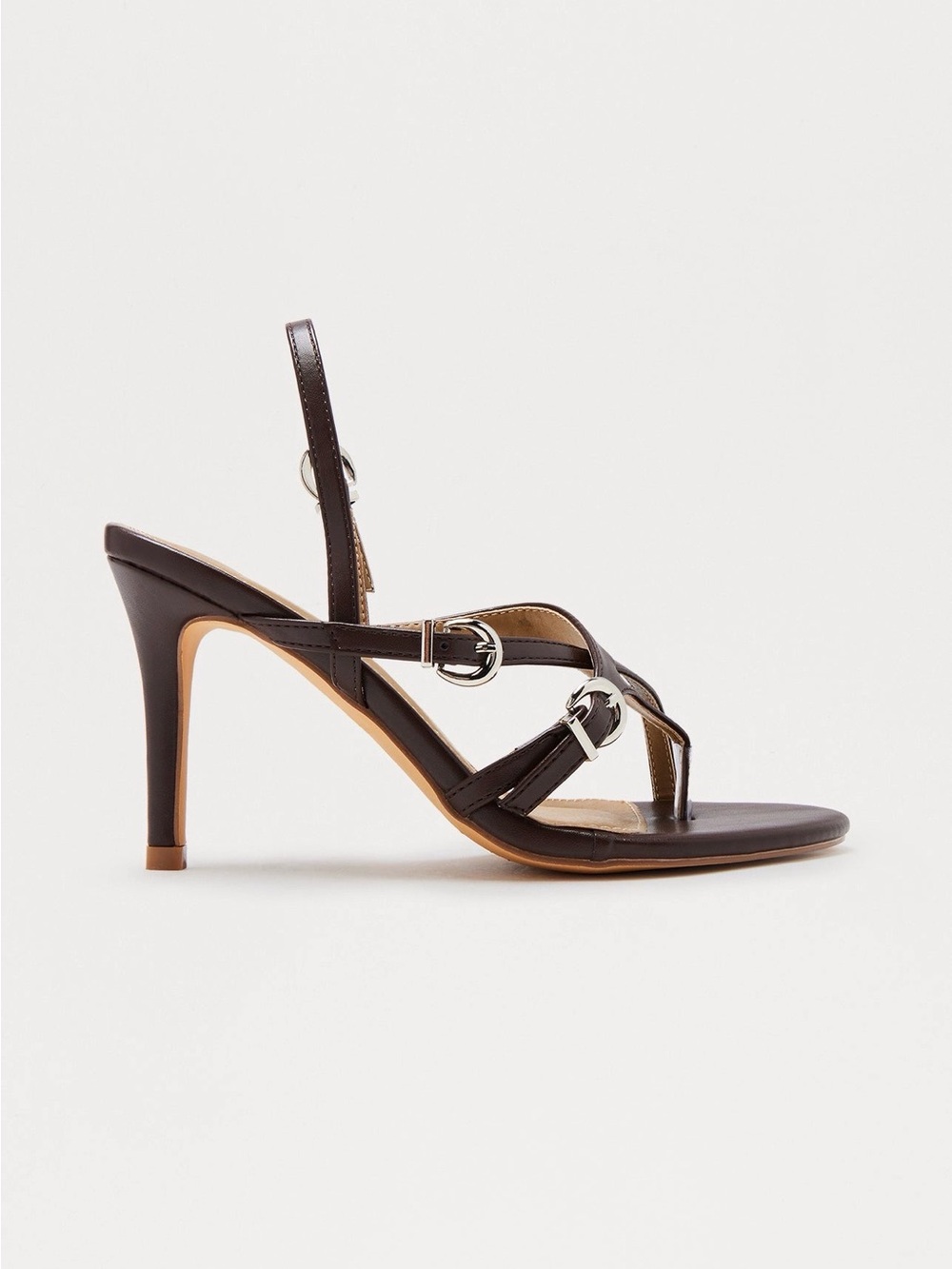 Spiral Thong Slingback Heels – Chocolate Brown | Size 8.5